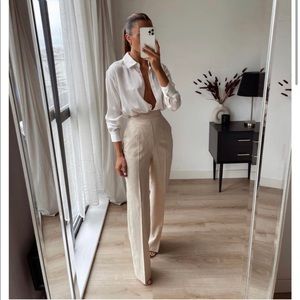 NEW ZARA RUSTIC WIDE LEG PANTS - M